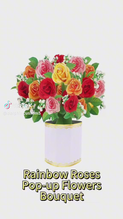 Rainbow Roses Pop-Up Flower Bouquet