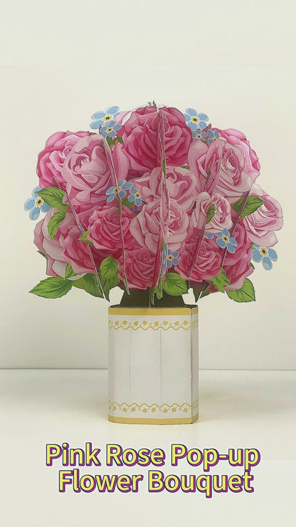 Pink Rose Pop-up Flower Bouquet