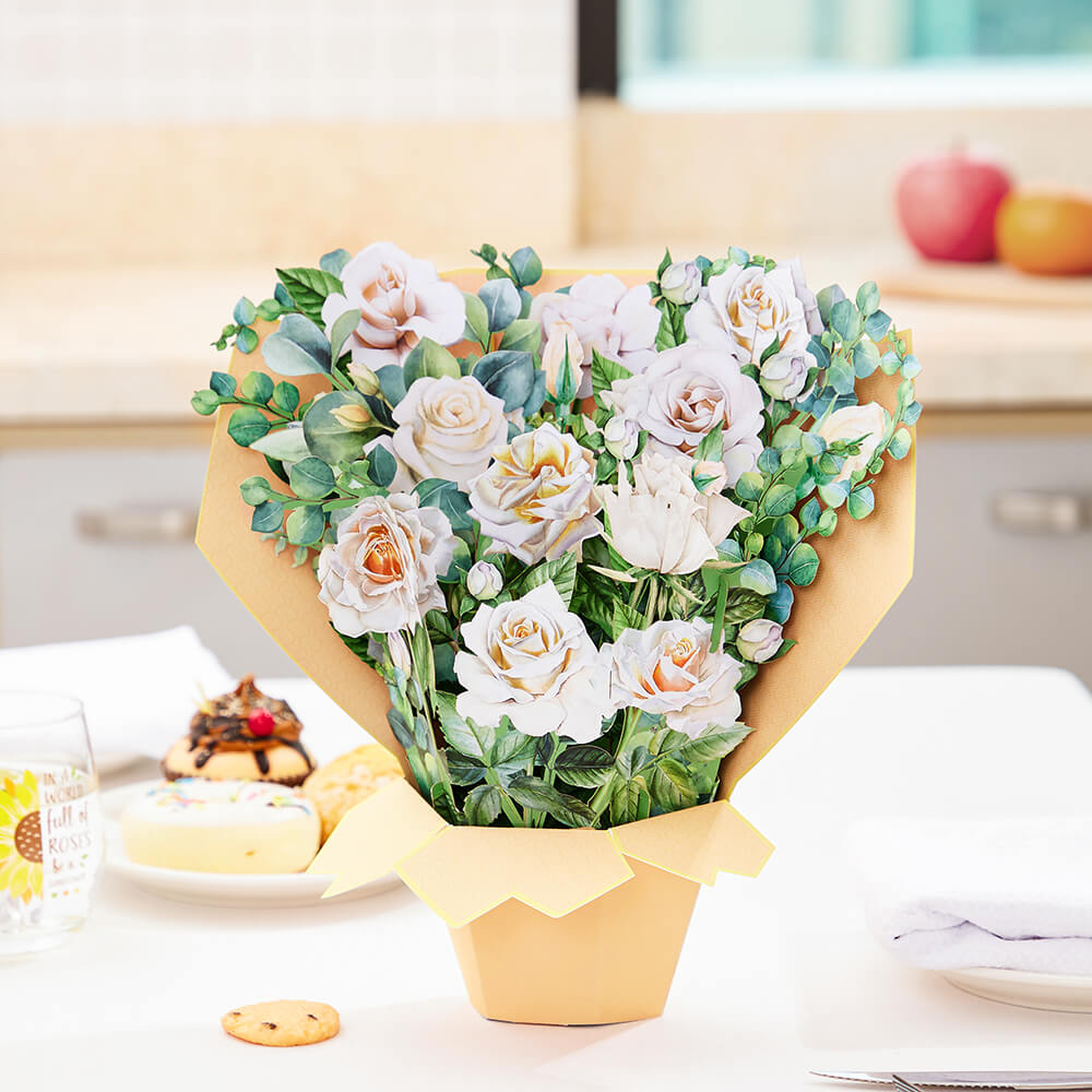 White Rose Life Sized Flower Bouquet