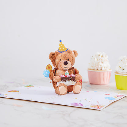 Lights & Music Birthday Teddy Bear Pop-Up Card