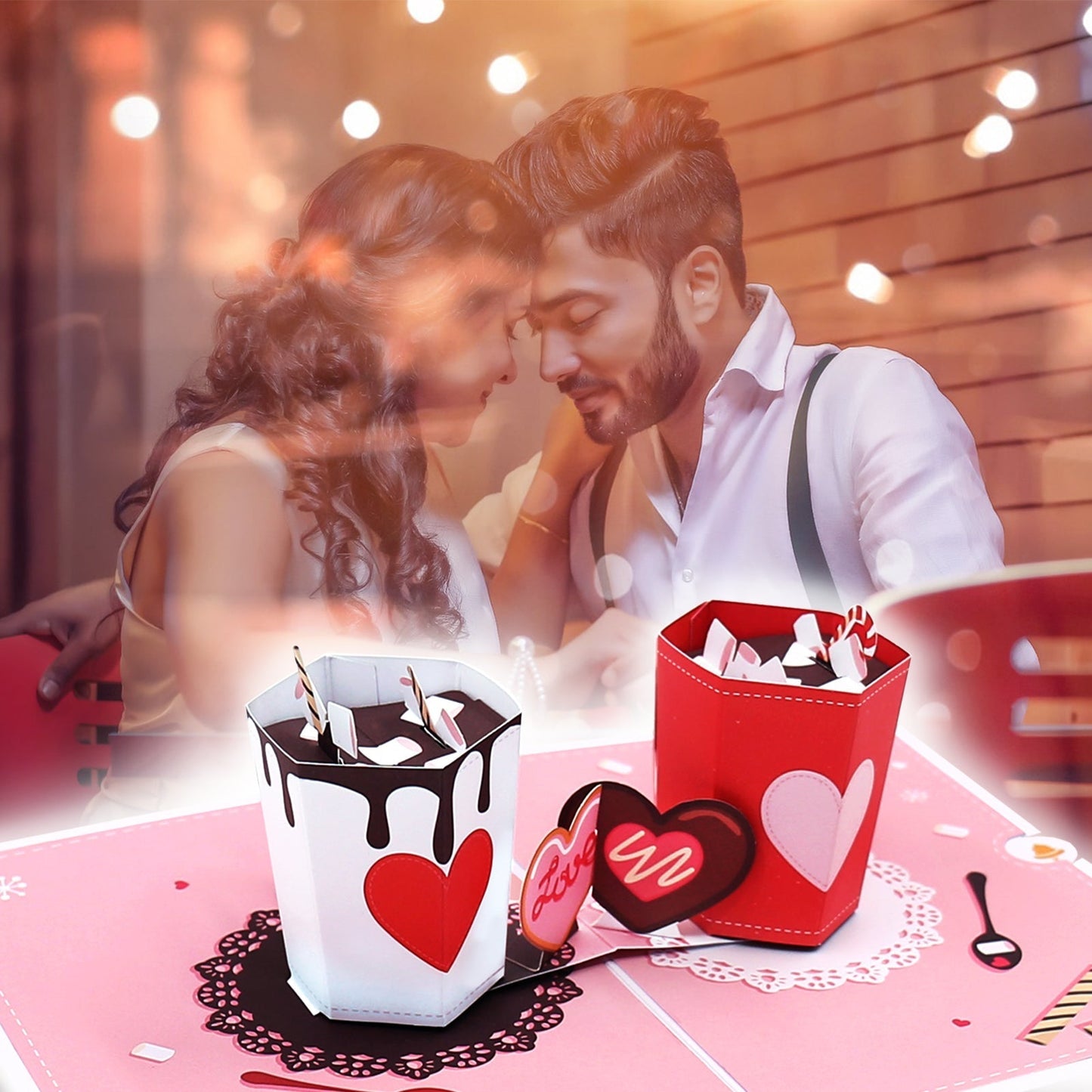 Hot Cocoa Couples Pop-Up Card