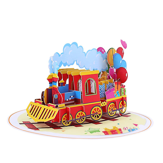 Happy Gifts Train Birthday Pop-Up Card