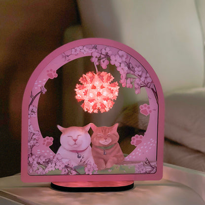 Love Cat 3D Paper Carving Lamp Night Lights