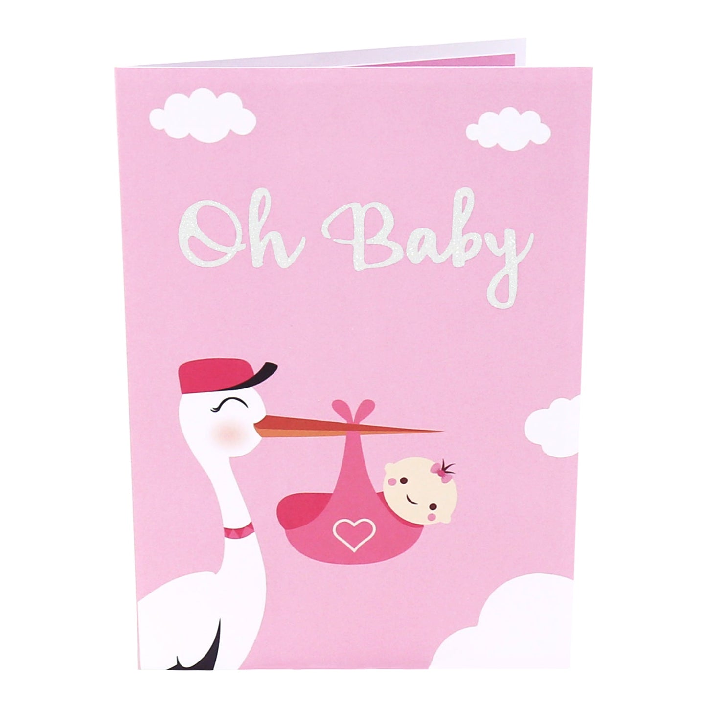 Baby Shower Stork and Baby Cards Pink