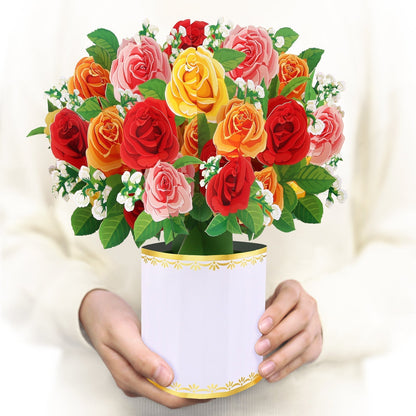 Rainbow Roses Pop-Up Flower Bouquet