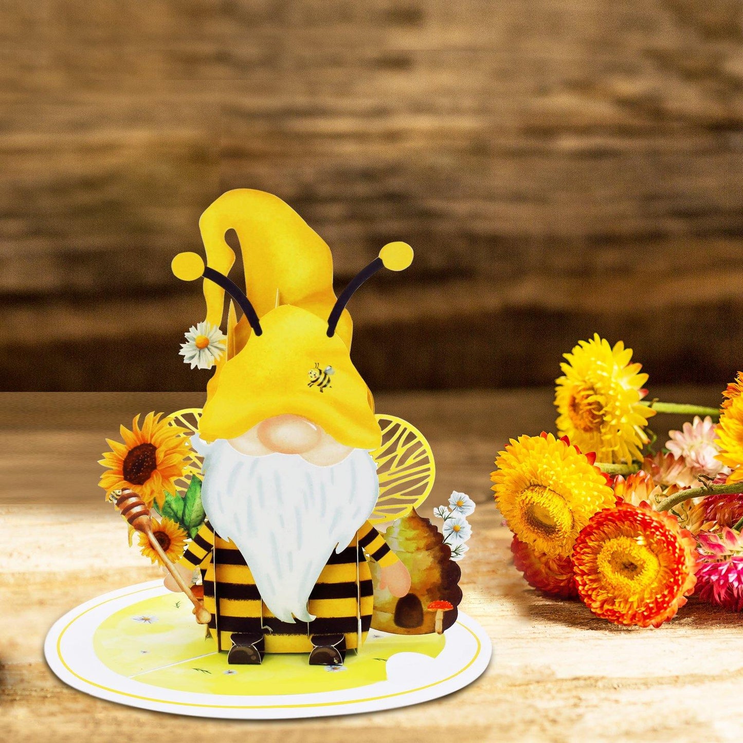 Honey Bee Gnome Pop-Up Card