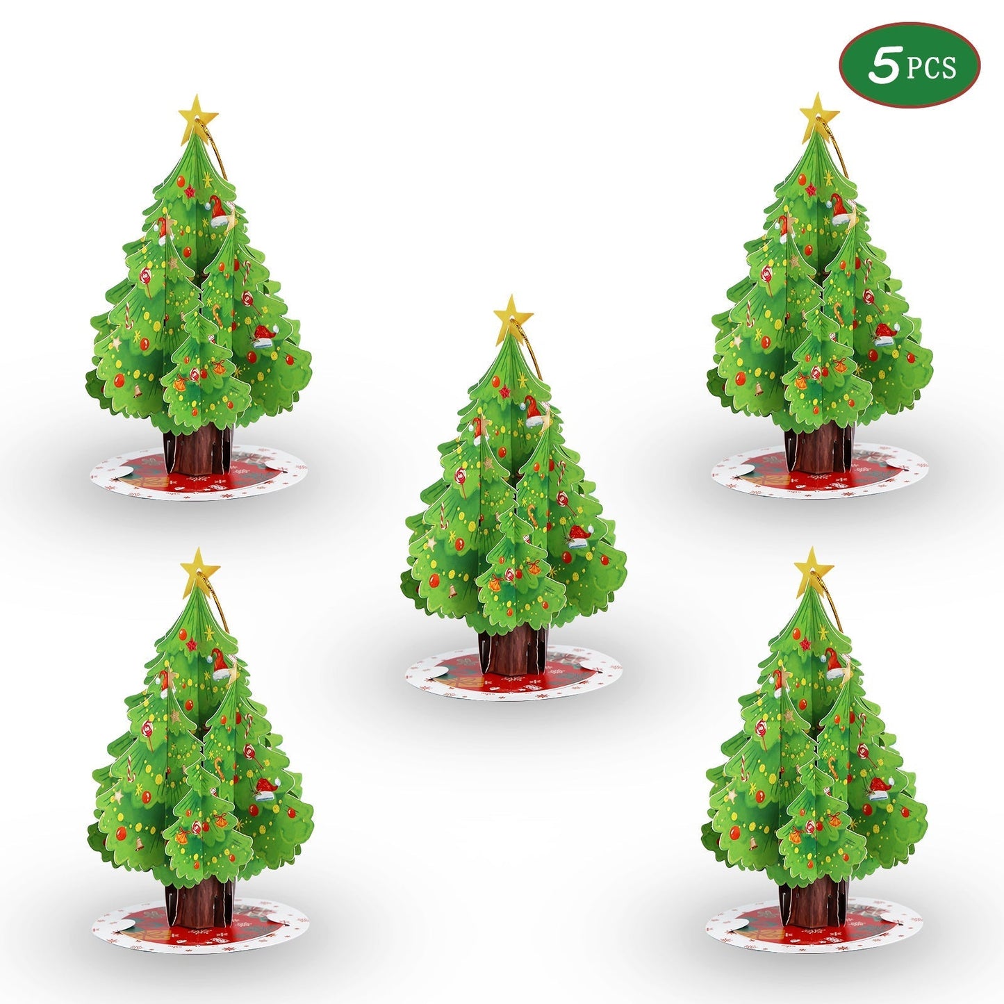 Pop-Up Christmas Tree Ornament Set 5 Pcs