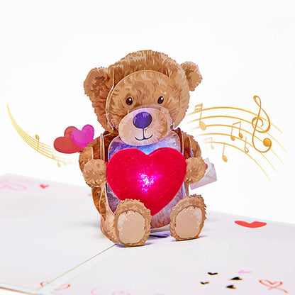 Teddy Bear Lights & Music Love Pop-Up Card