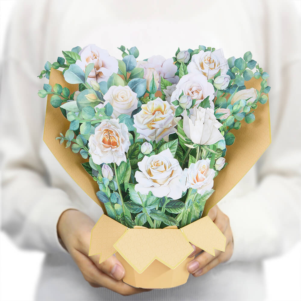 White Rose Life Sized Flower Bouquet