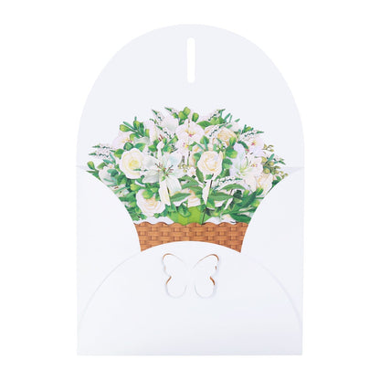 White Flowers Pop-Up Box Card