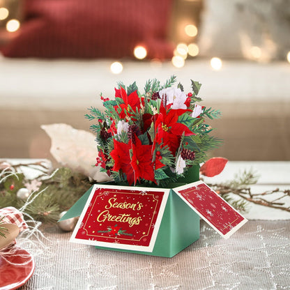 Poinsettia Pop-Up Flower Box Card