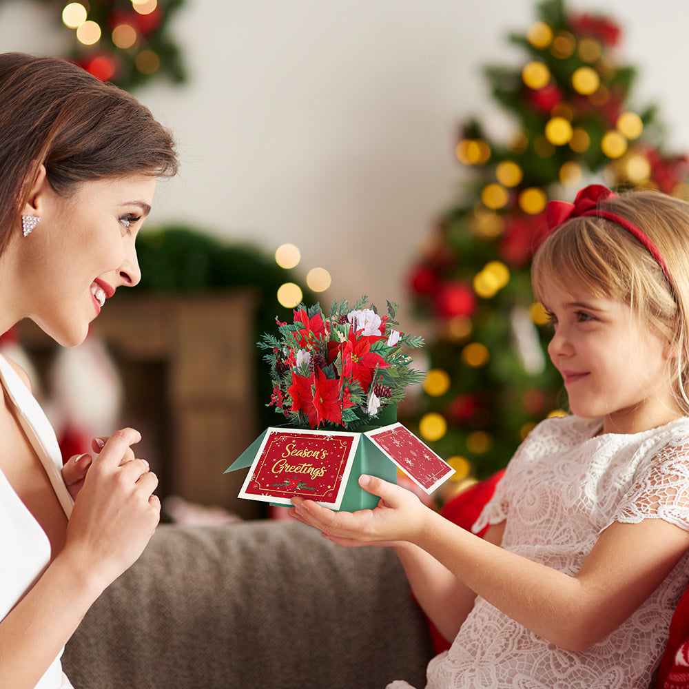 Poinsettia Pop-Up Flower Box Card