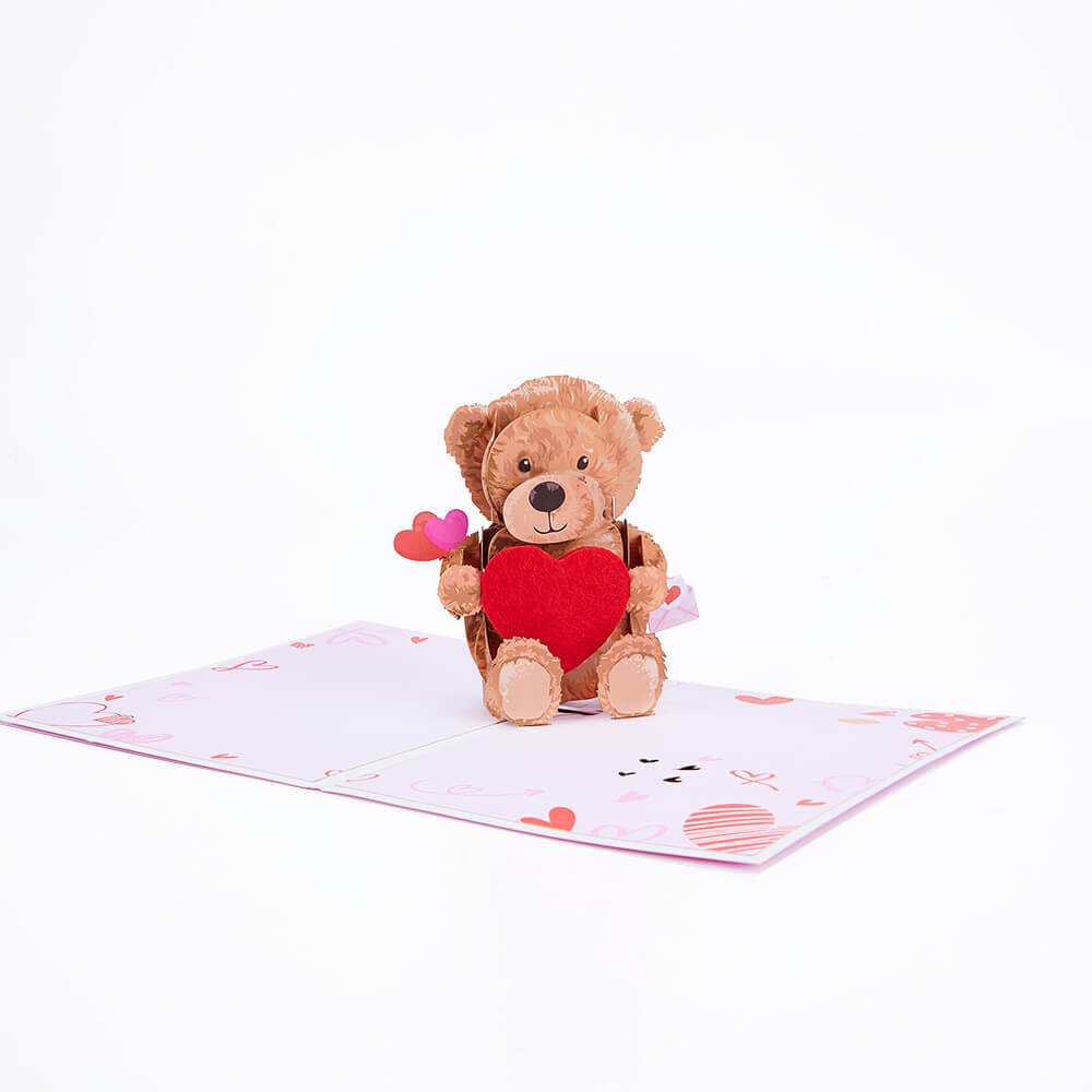 Teddy Bear Lights & Music Love Pop-Up Card