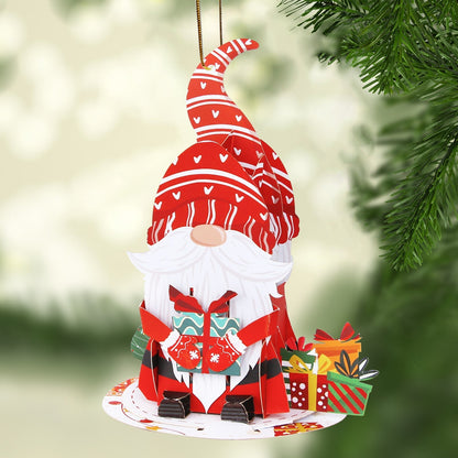 Christmas Gnome Red Elf Pop-Up Card with Ornament