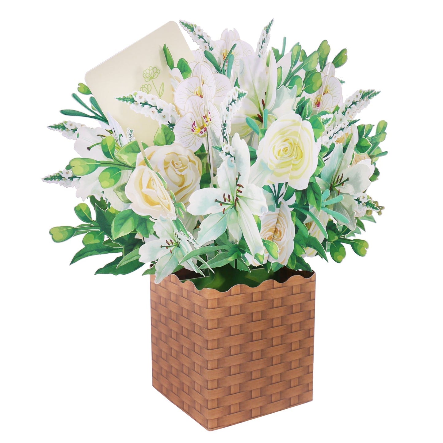 White Flowers Pop-Up Box Card