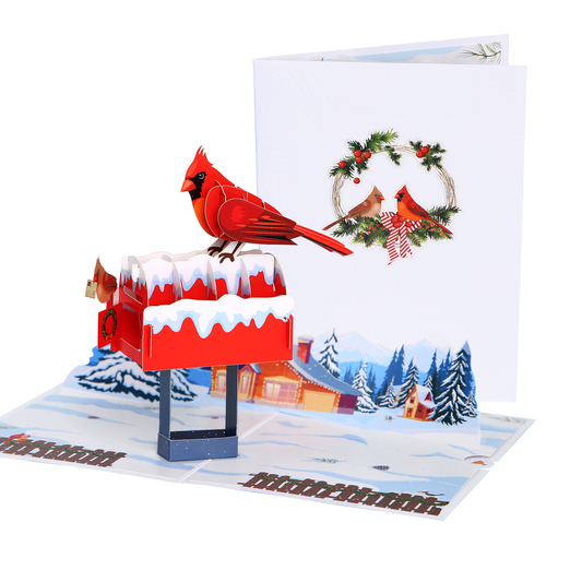 Northern Cardinals and Mailbox Pop-Up Card