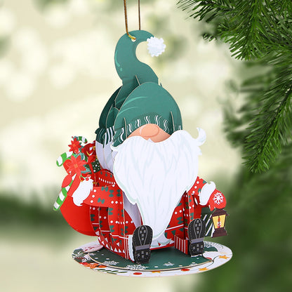 Christmas Gnome Green Elf Pop-Up Card with Ornament