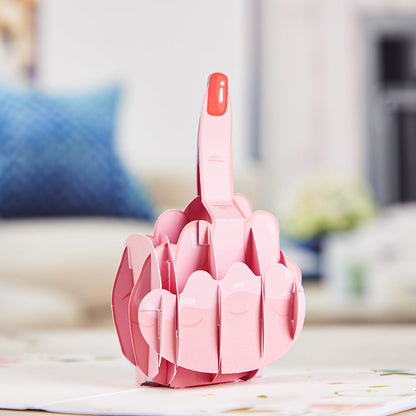 Rude middle finger Pop-Up Card Women