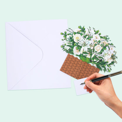 White Flowers Pop-Up Box Card