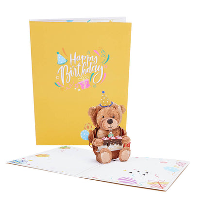 Lights & Music Birthday Teddy Bear Pop-Up Card