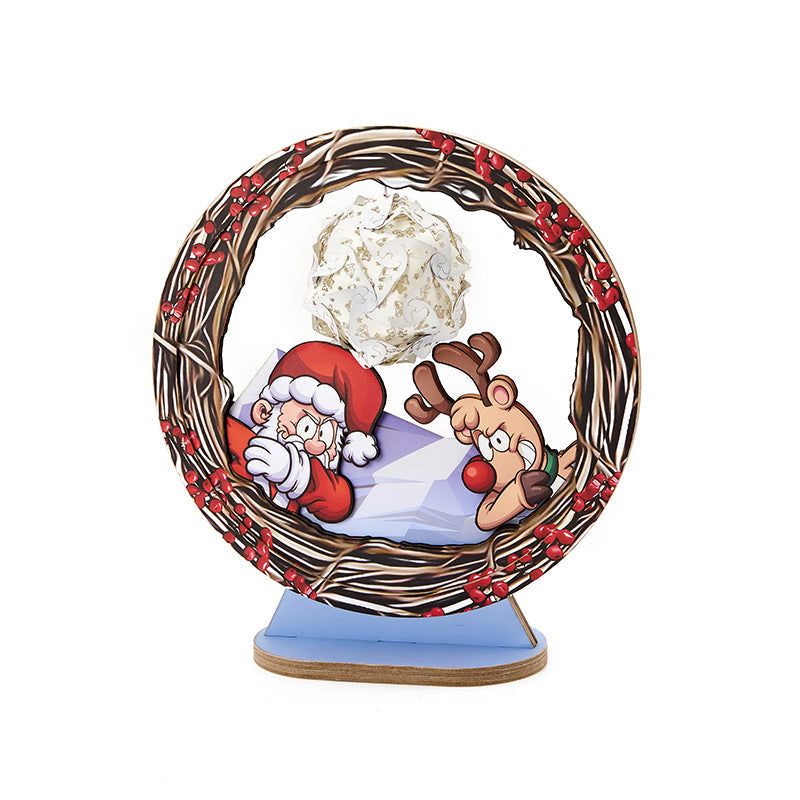 Santa and Elk 3D Paper Carving Lamp  Night Lights