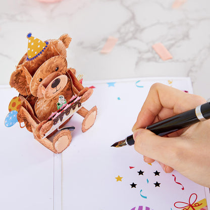 Lights & Music Birthday Teddy Bear Pop-Up Card