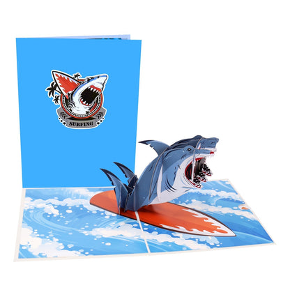 Surfing Shark Pop-Up Card