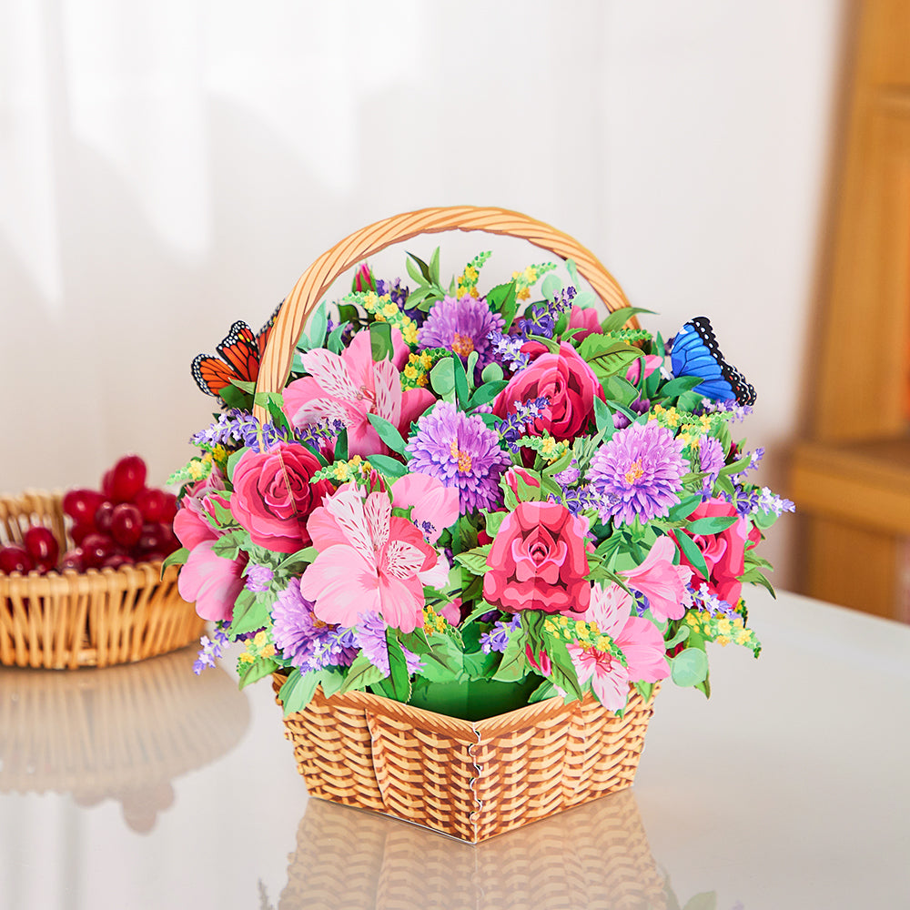 Carnation Daisy Mixed Basket Flower Bouquet