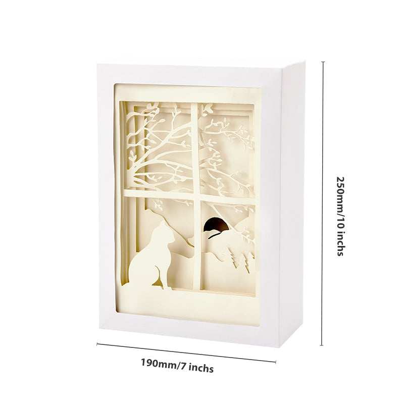 Cat 3D Paper Cut Light Box