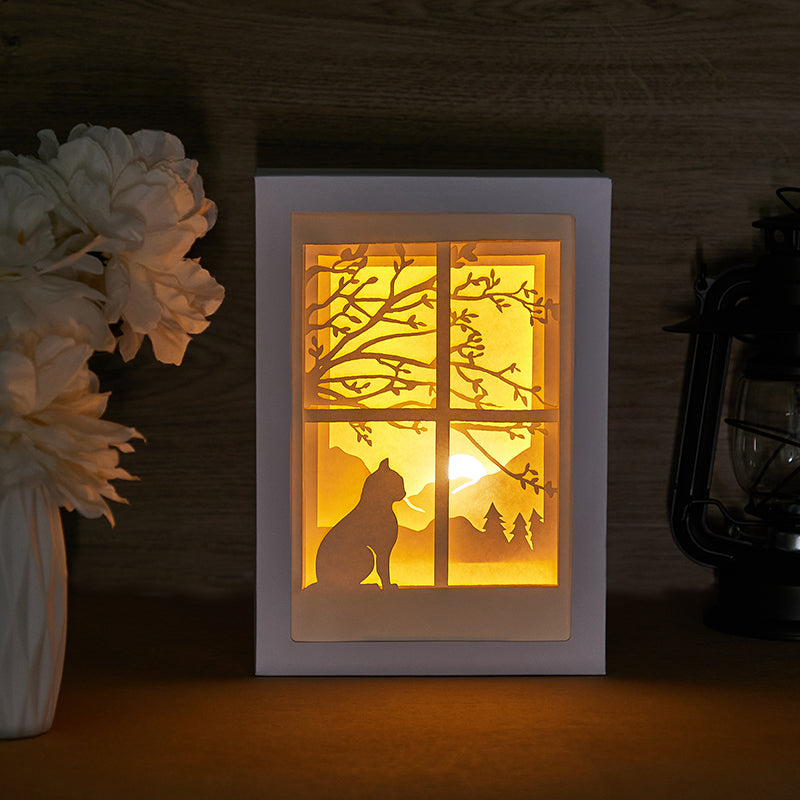 Cat 3D Paper Cut Light Box