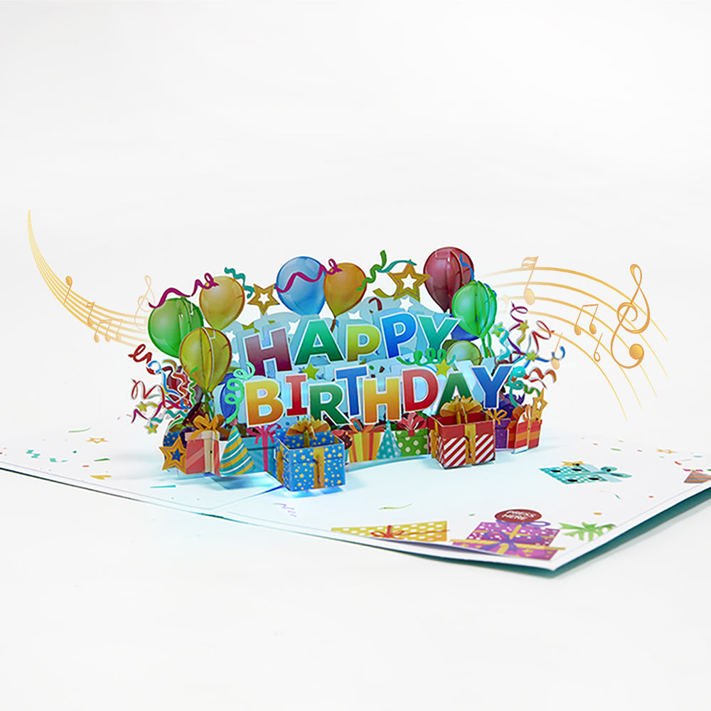 Happy Birthday Lights & Music Pop-Up Card