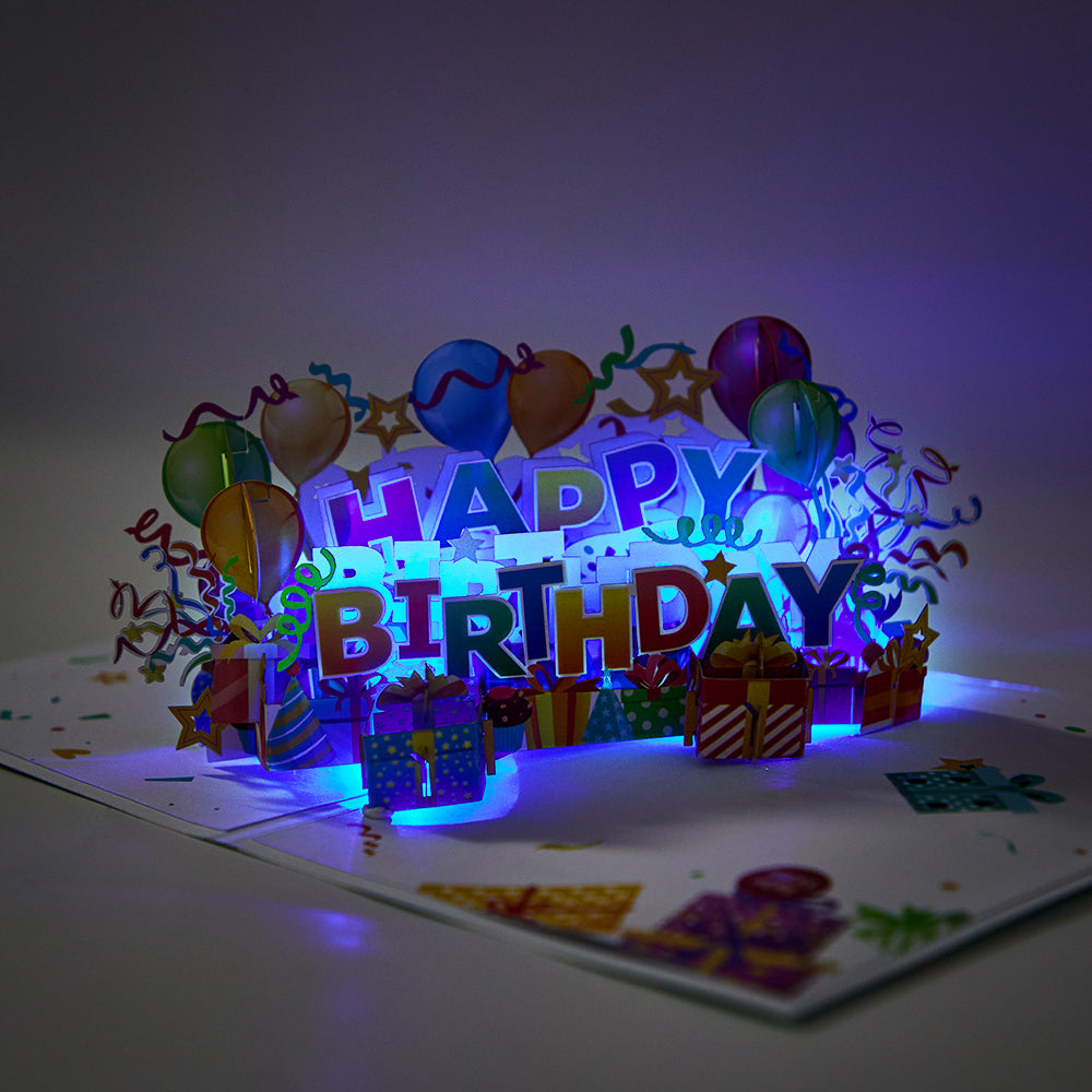 Happy Birthday Lights & Music Pop-Up Card