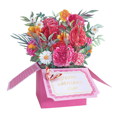 Mom's Pink Floral Pop-Up Box Card