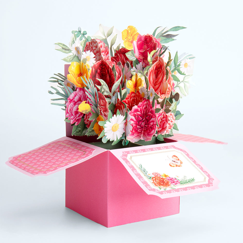 Pink Flowers Pop-Up Box Card