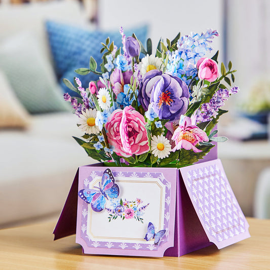 Purple Flowers Pop-Up Box Card