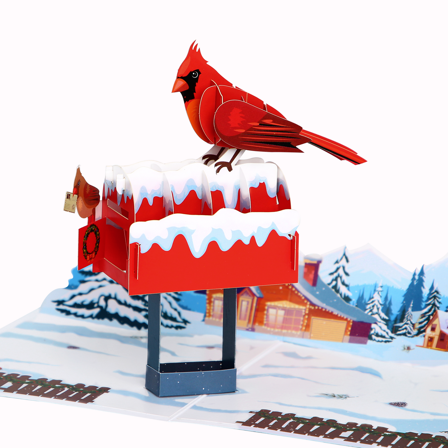 Northern Cardinals and Mailbox Pop-Up Card