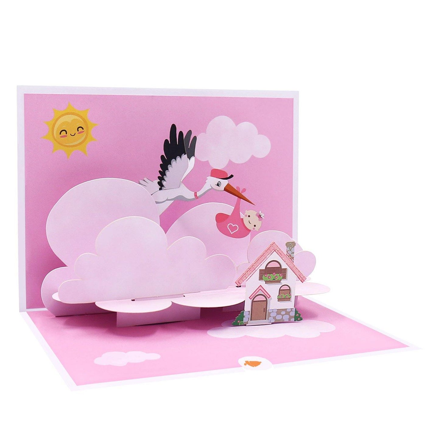 Baby Shower Stork and Baby Cards Pink