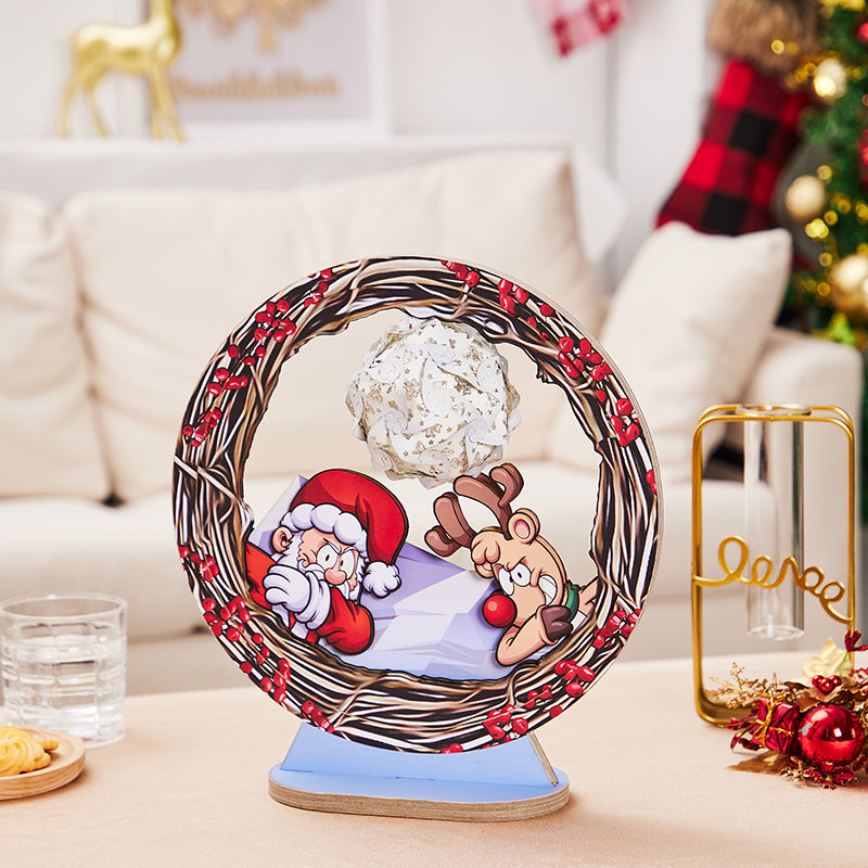 Santa and Elk 3D Paper Carving Lamp  Night Lights