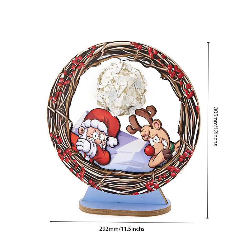 Santa and Elk 3D Paper Carving Lamp  Night Lights