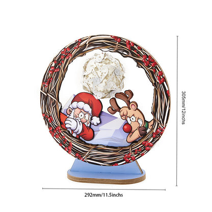 Santa and Elk 3D Paper Carving Lamp  Night Lights