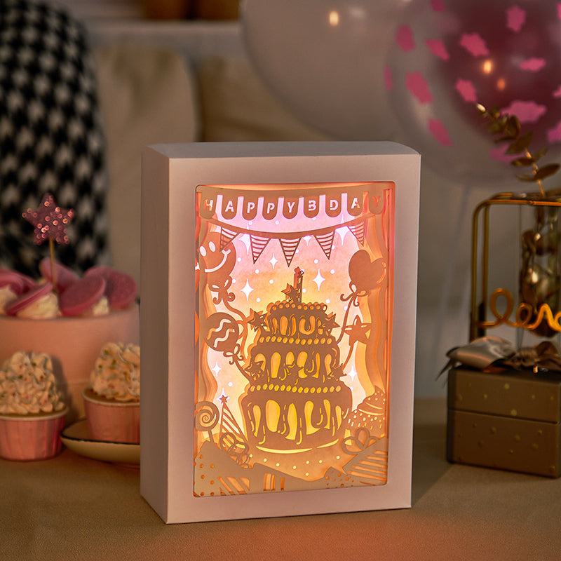 happy birthday 3D Paper Cut Light Box