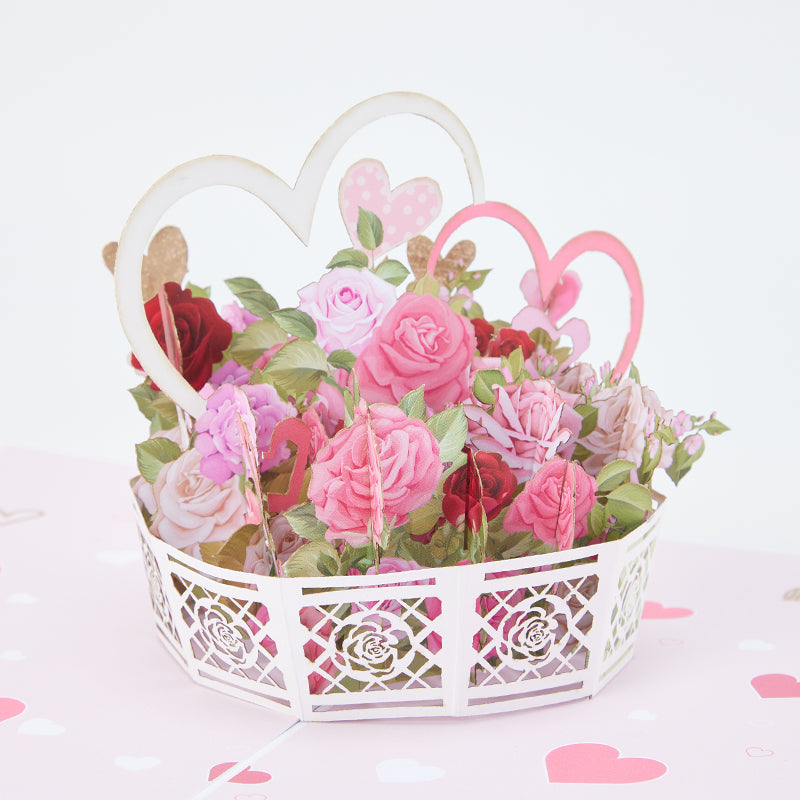 Rose Basket  Pop Up Card