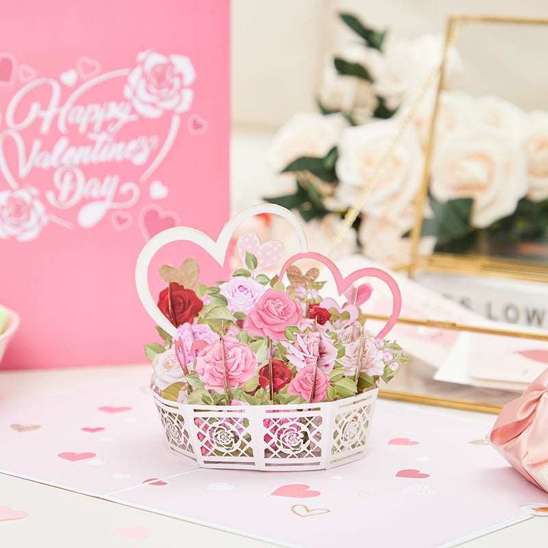 Rose Basket  Pop Up Card